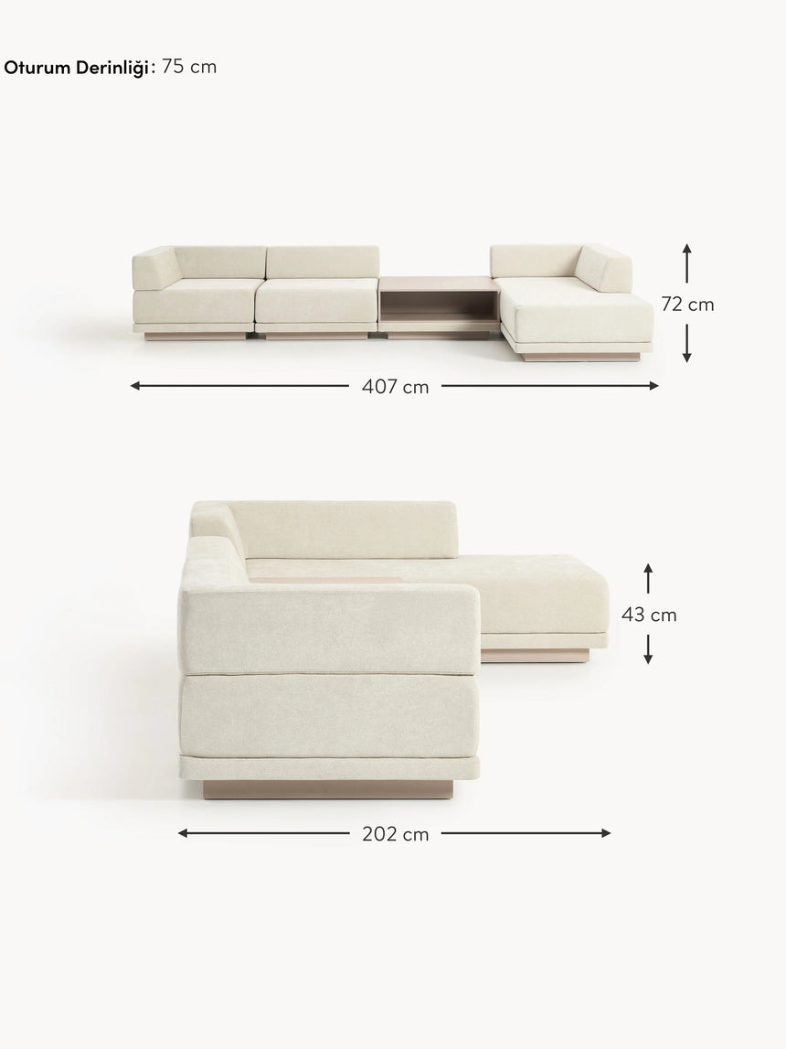 Terim Plus Köşe Koltuk Bej Dokuma Kumaş