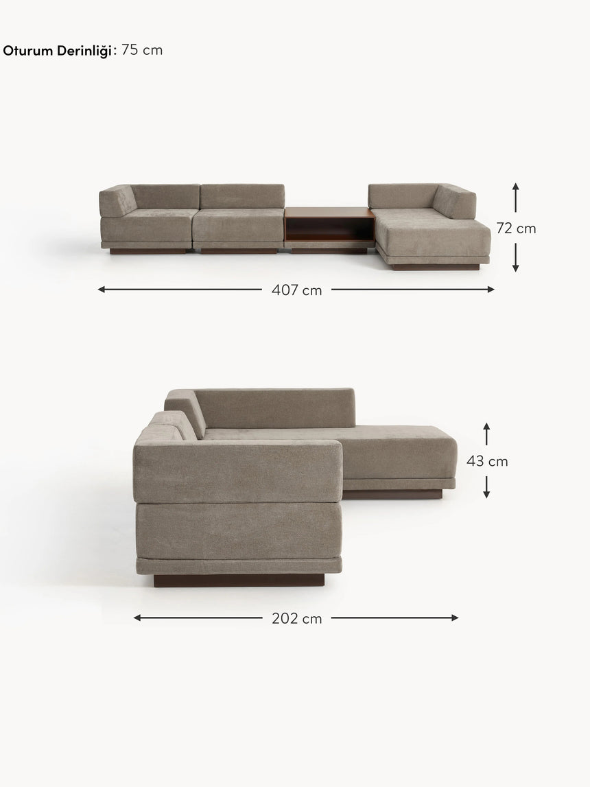 Terim Plus Köşe Koltuk Kahve Dokuma Kumaş