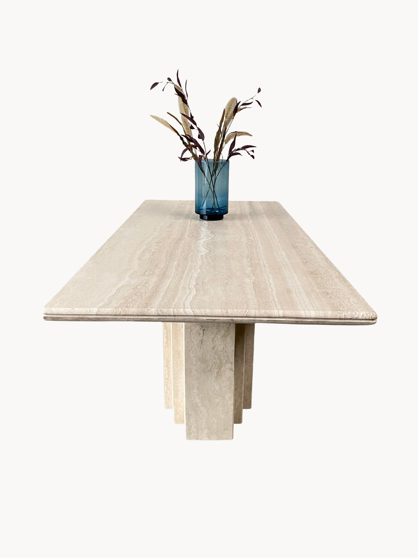 Titus Dikdörtgen Traverten Mermer Yemek Masası
