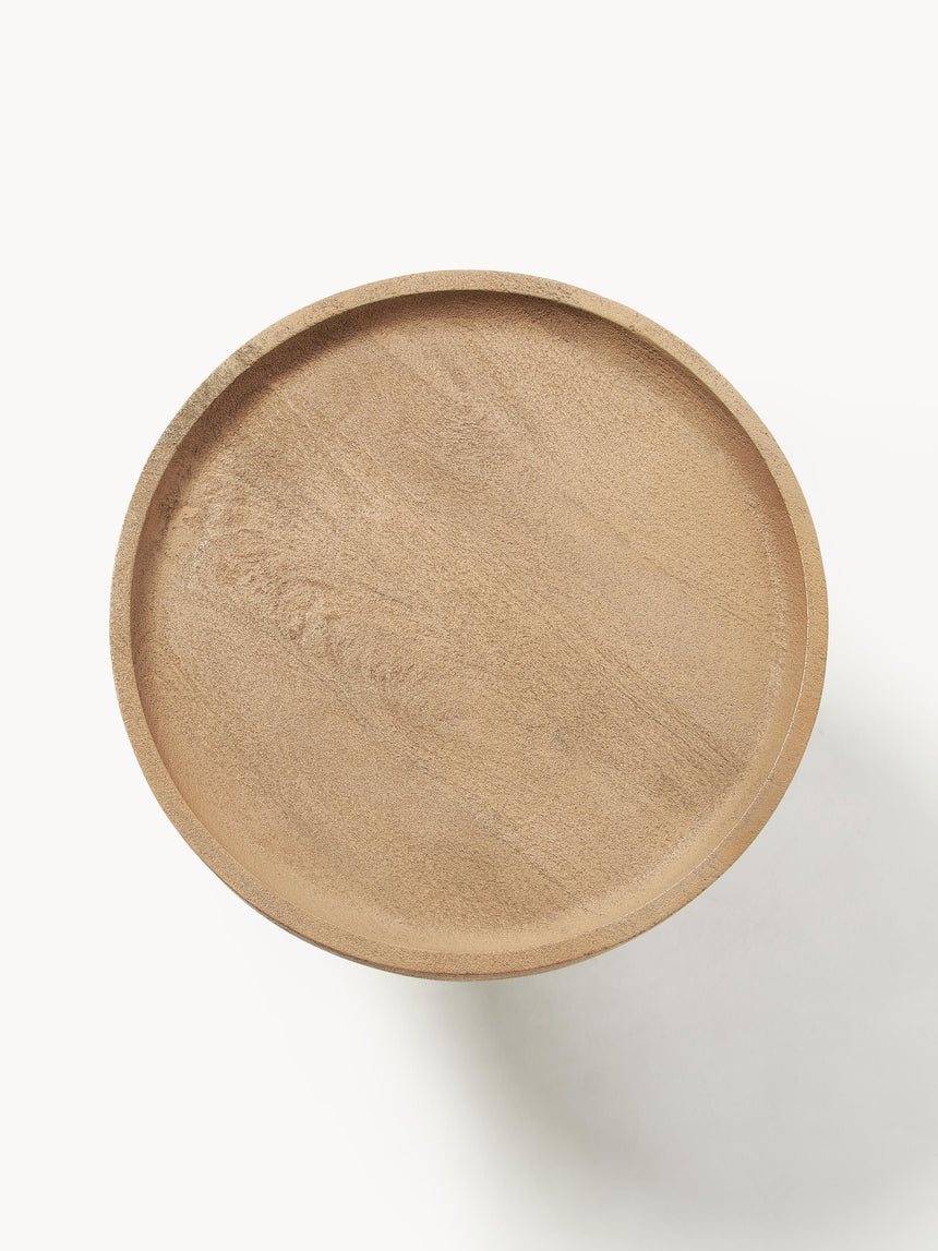 Torku Ahşap Yuvarlak Yan Sehpa Natürel