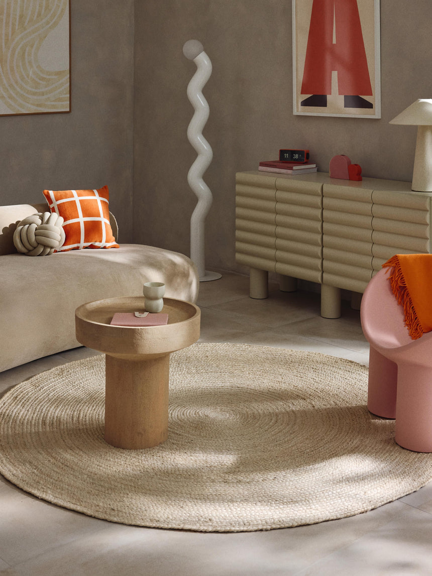 Torku Ahşap Yuvarlak Yan Sehpa Natürel