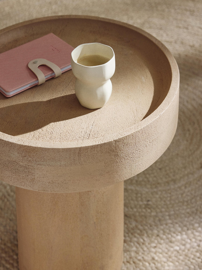 Torku Ahşap Yuvarlak Yan Sehpa Natürel