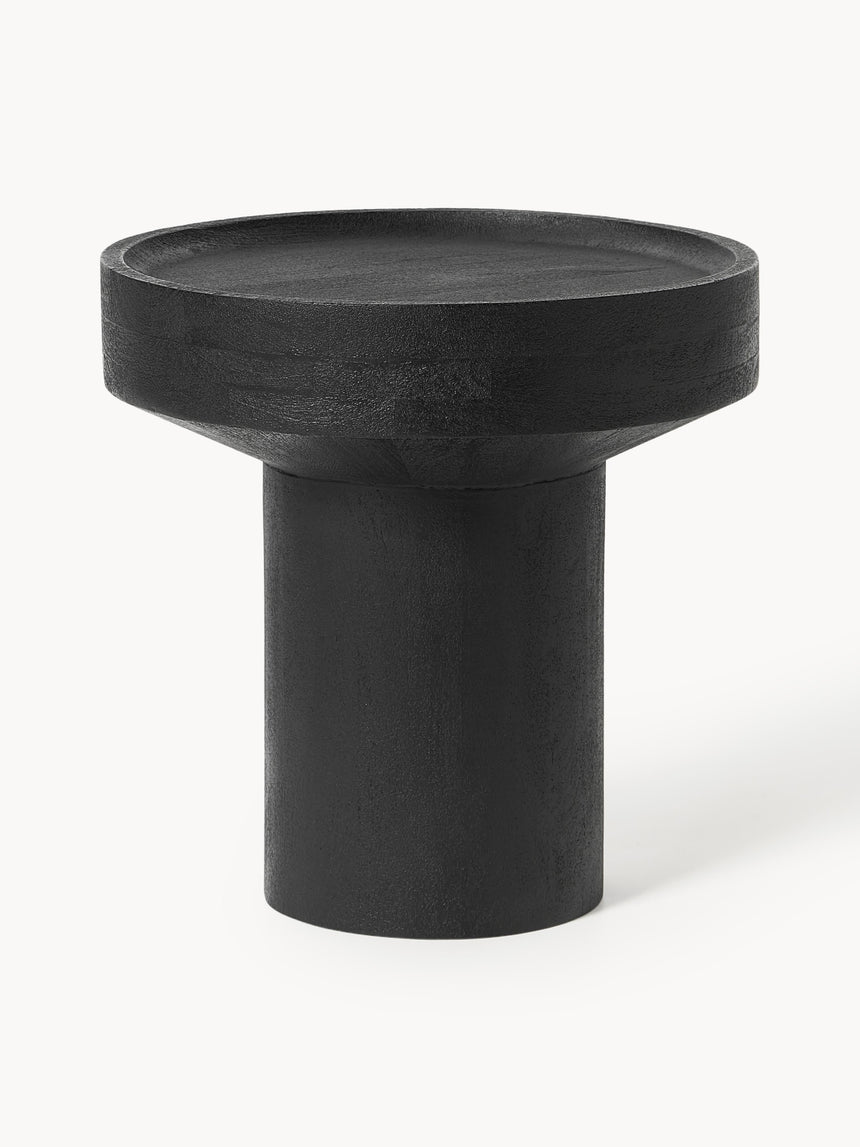 Torku Ahşap Yuvarlak Yan Sehpa Siyah