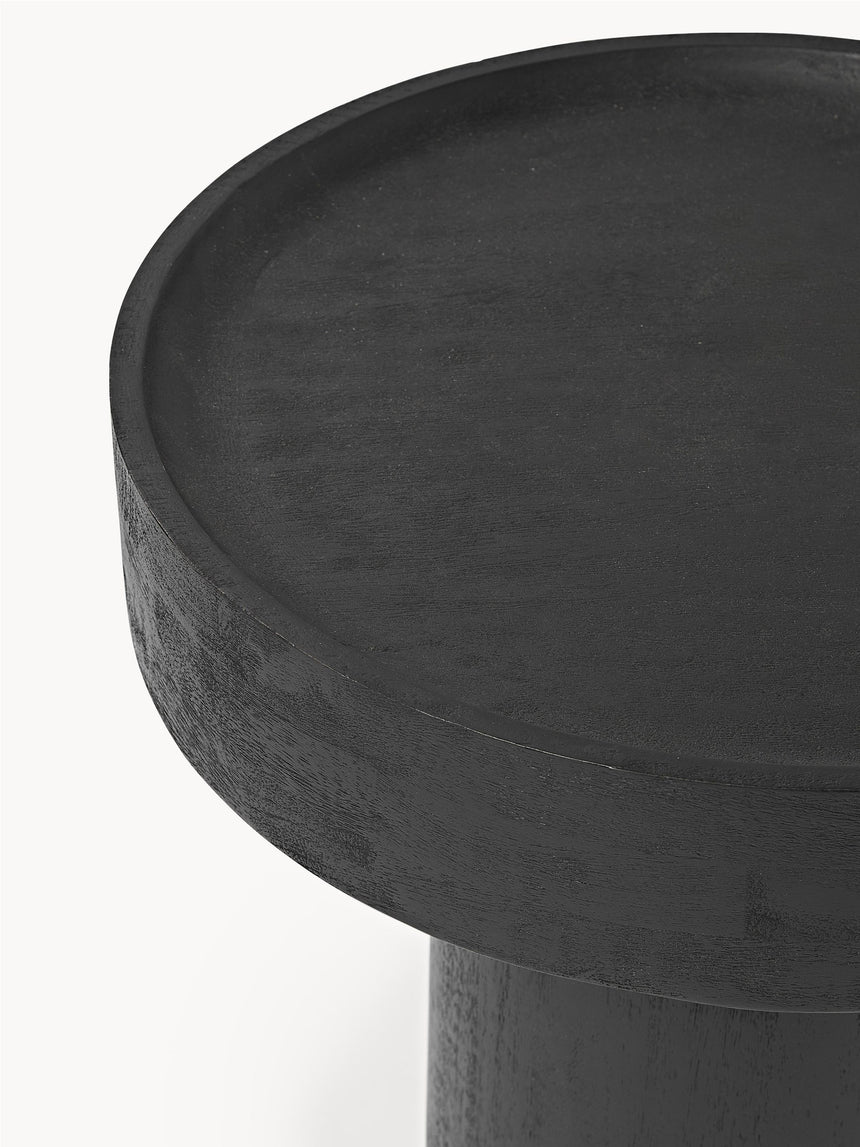 Torku Ahşap Yuvarlak Yan Sehpa Siyah