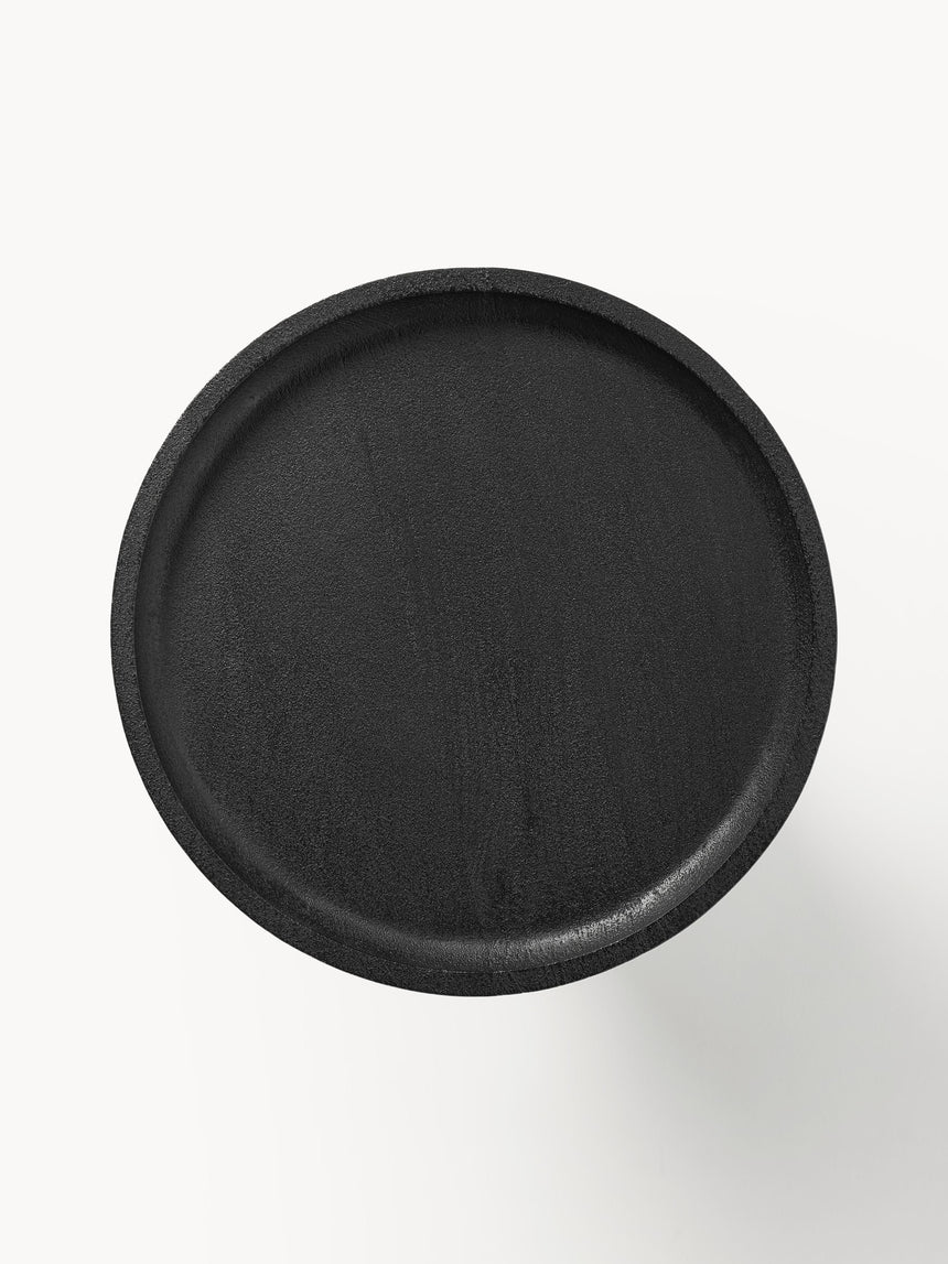 Torku Ahşap Yuvarlak Yan Sehpa Siyah