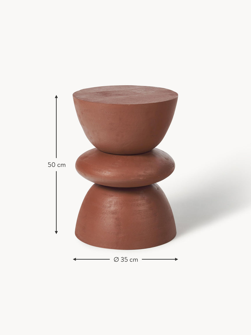 Torna Ahşap Yuvarlak Yan Sehpa Kızıl Kahverengi