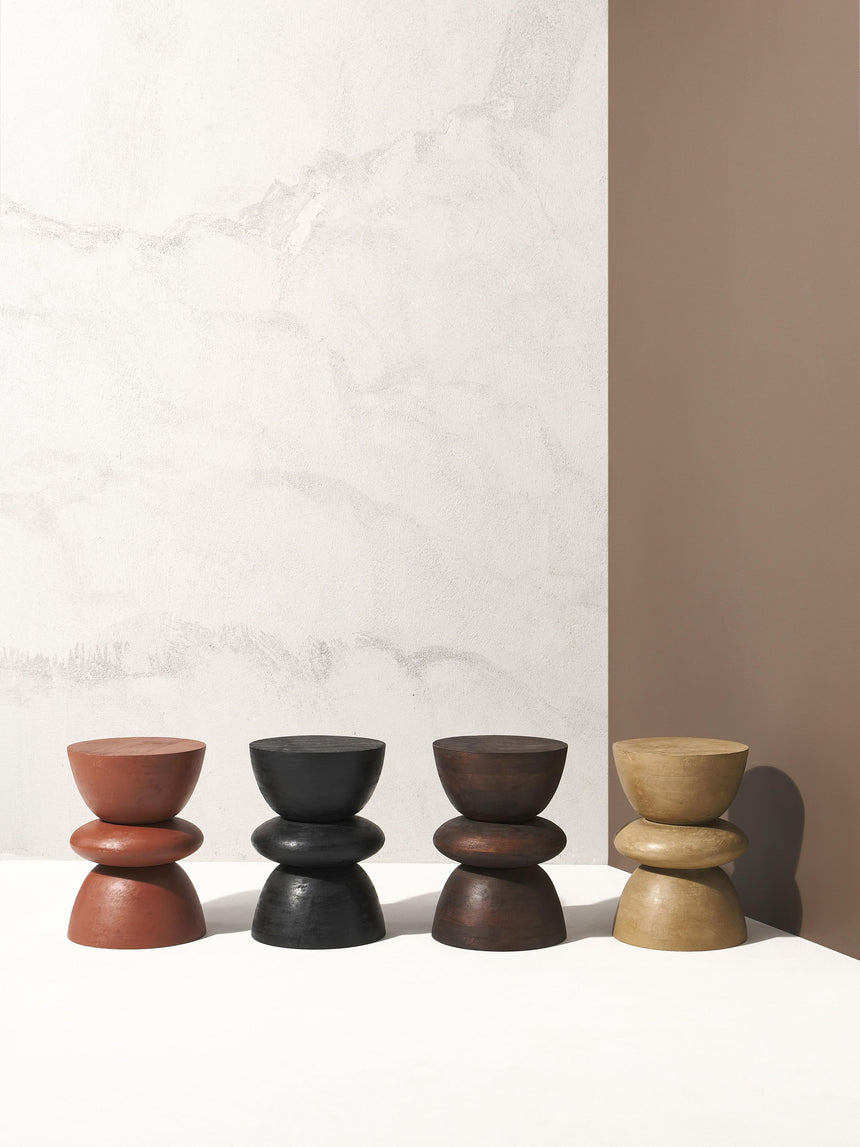 Torna Ahşap Yuvarlak Yan Sehpa Natürel