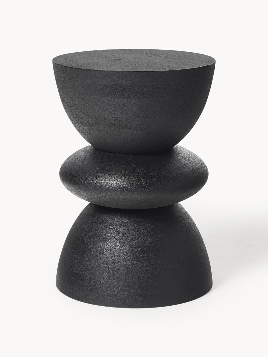 Torna Ahşap Yuvarlak Yan Sehpa Siyah