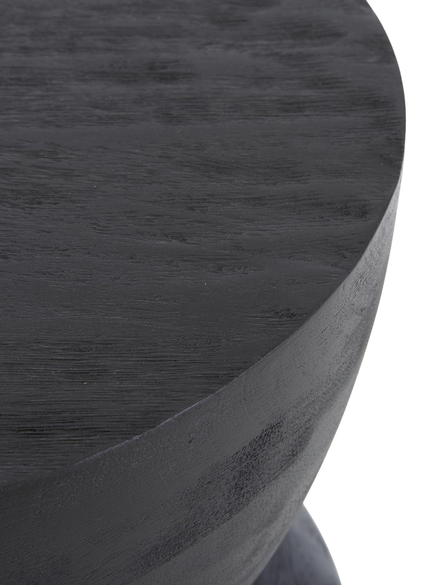 Torna Ahşap Yuvarlak Yan Sehpa Siyah