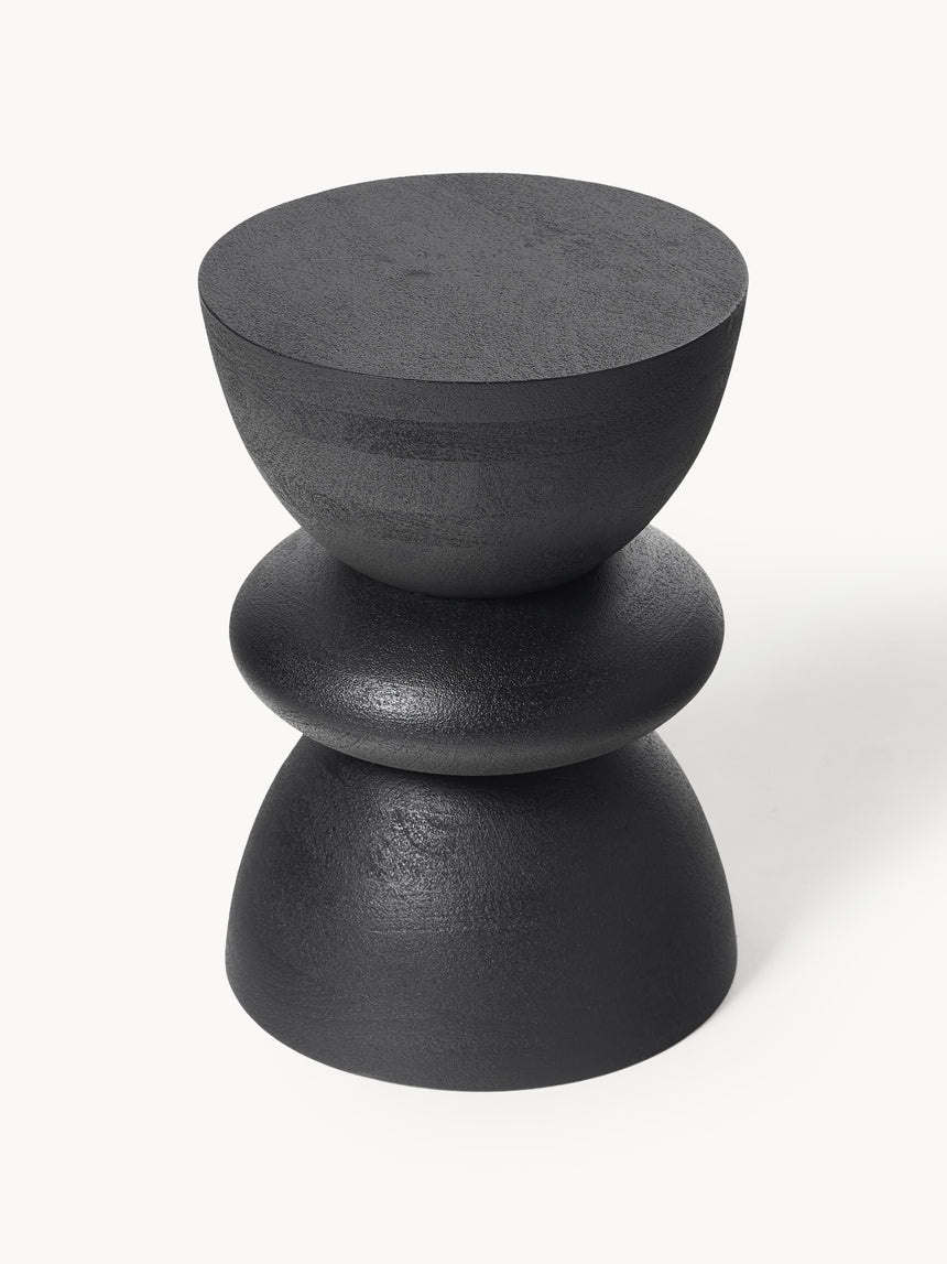 Torna Ahşap Yuvarlak Yan Sehpa Siyah