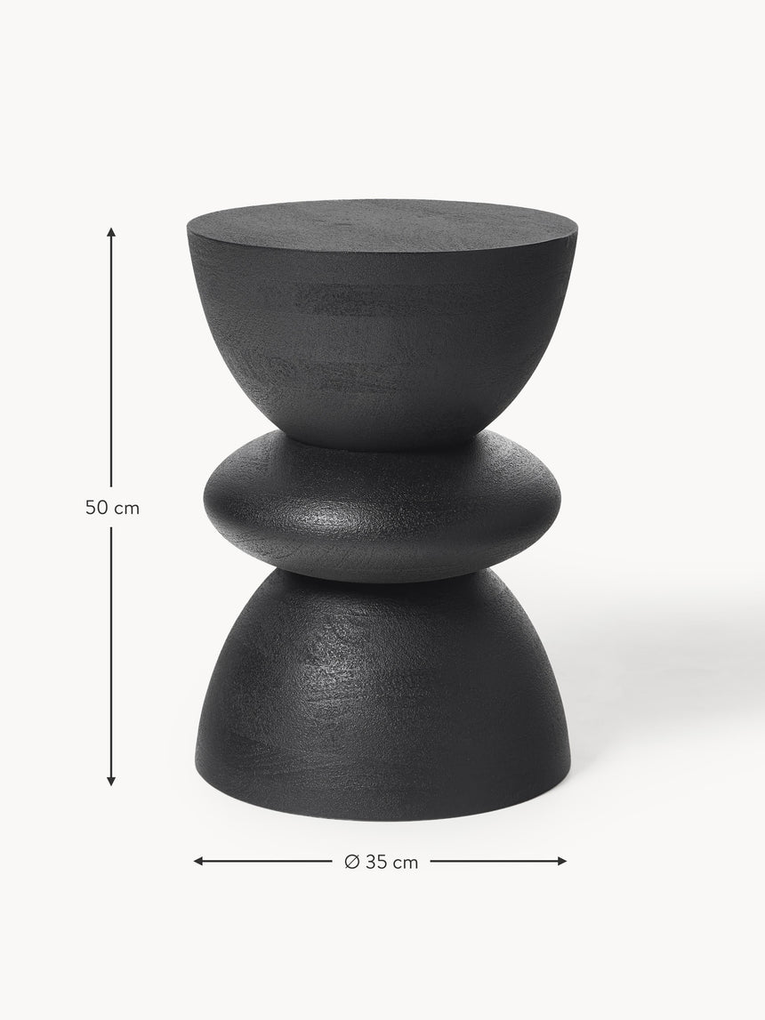 Torna Ahşap Yuvarlak Yan Sehpa Siyah