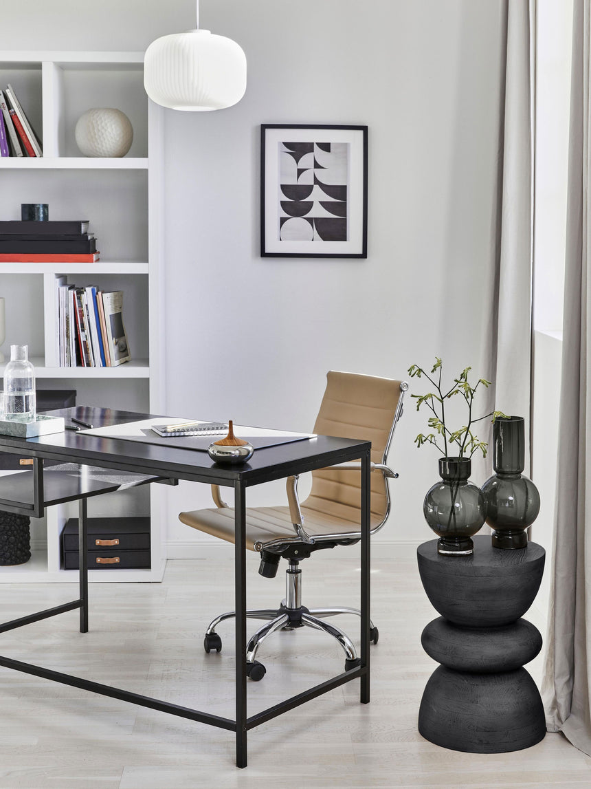 Torna Ahşap Yuvarlak Yan Sehpa Siyah