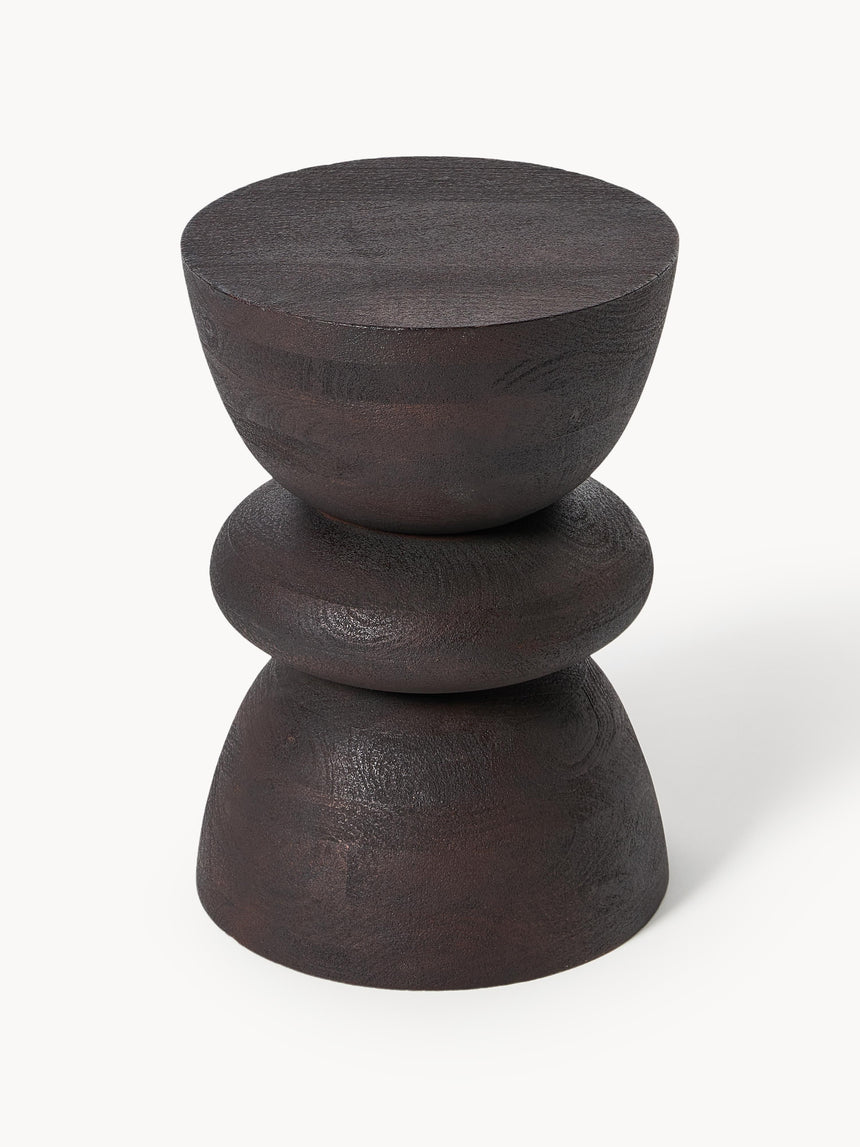 Torna Ahşap Yuvarlak Yan Sehpa Venge