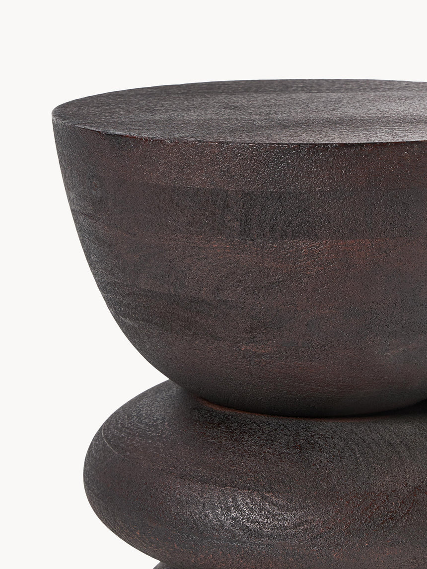 Torna Ahşap Yuvarlak Yan Sehpa Venge