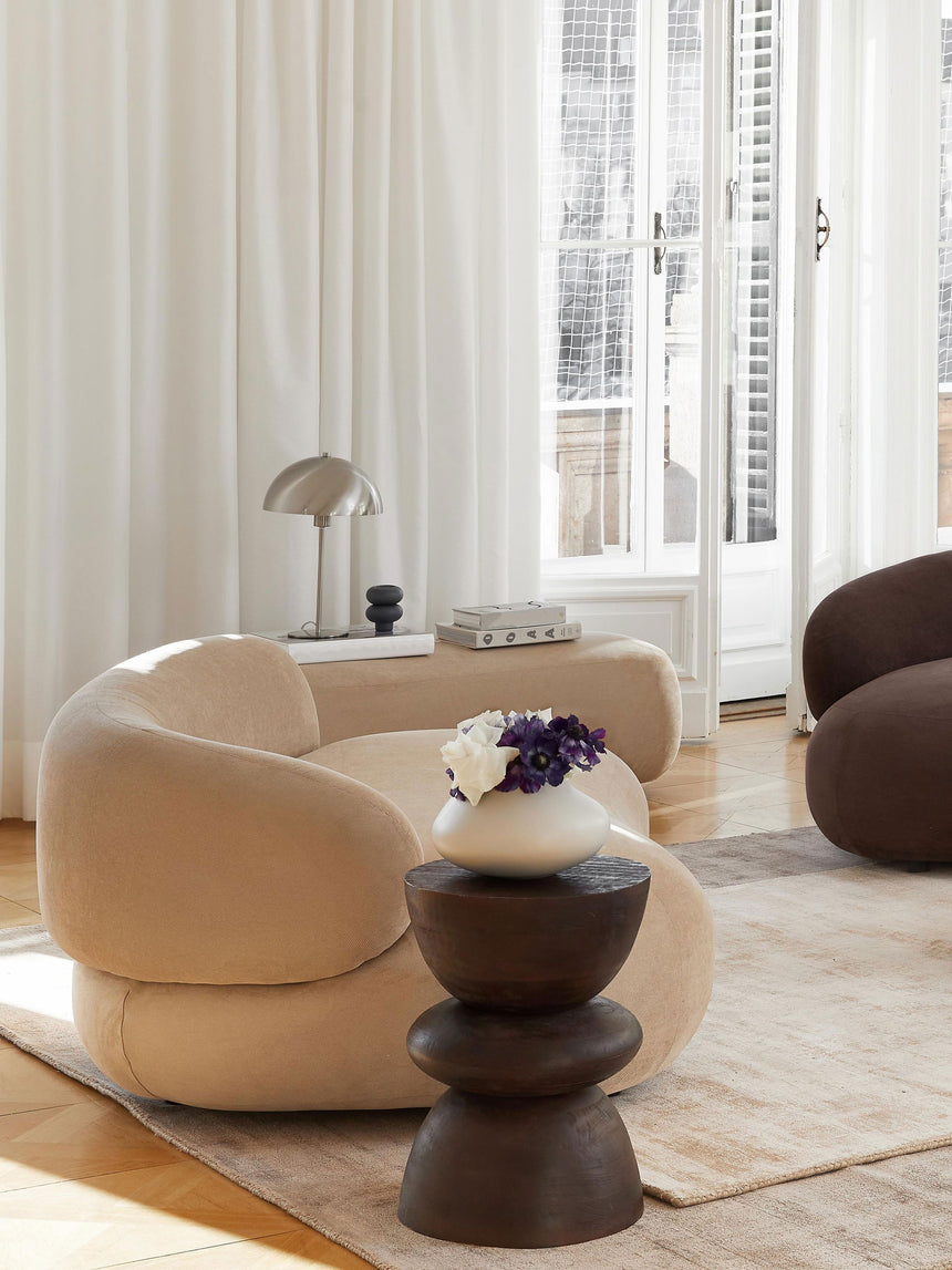 Torna Ahşap Yuvarlak Yan Sehpa Venge