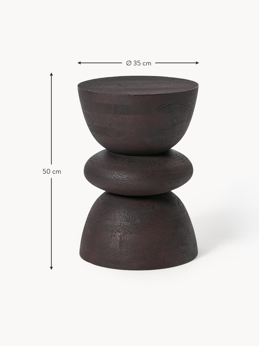 Torna Ahşap Yuvarlak Yan Sehpa Venge