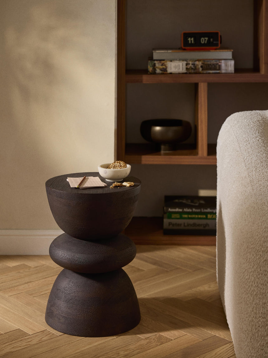 Torna Ahşap Yuvarlak Yan Sehpa Venge