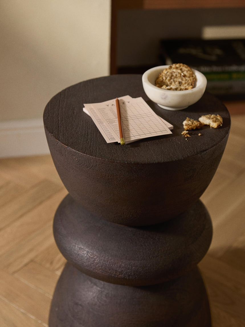 Torna Ahşap Yuvarlak Yan Sehpa Venge