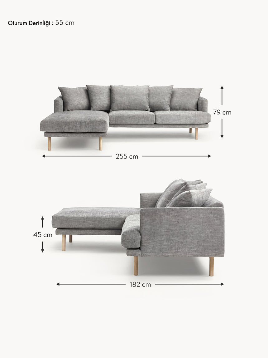 Trilye Köşe Koltuk Koyu Gri