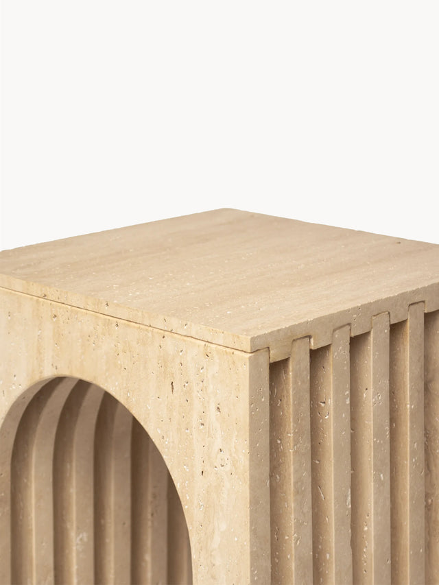 Voks Traverten Mermer Yan Sehpa