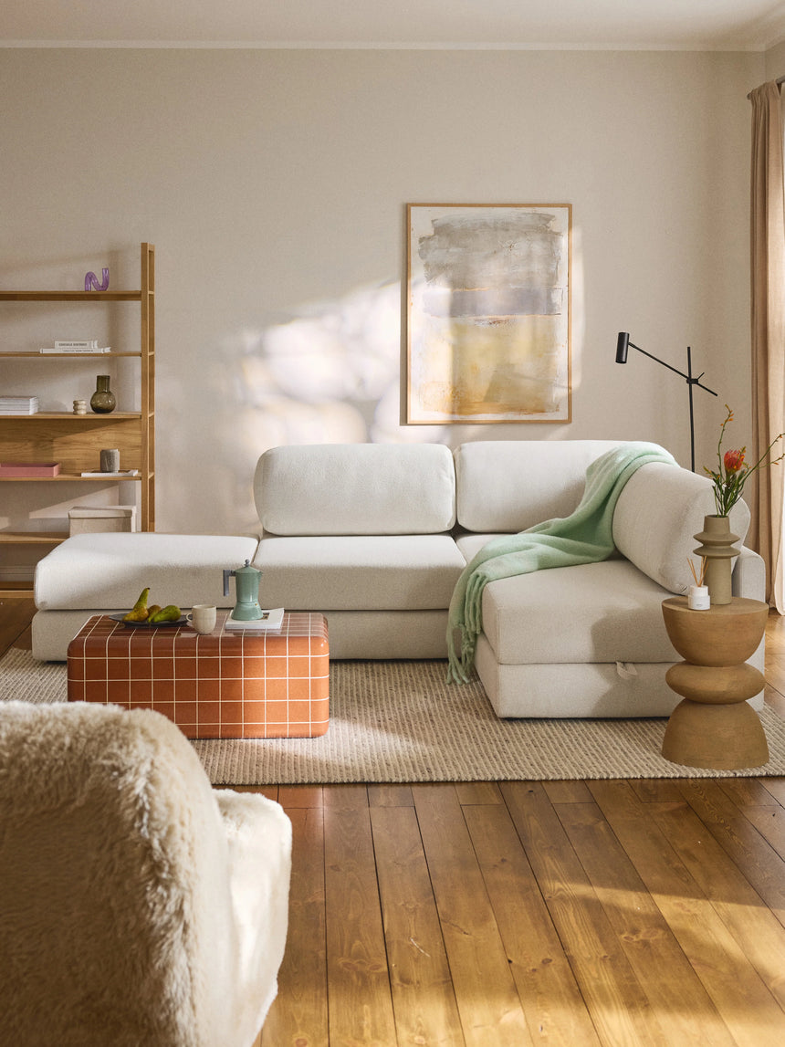 Voys Bazalı Köşe Koltuk Kırık Beyaz Şönil