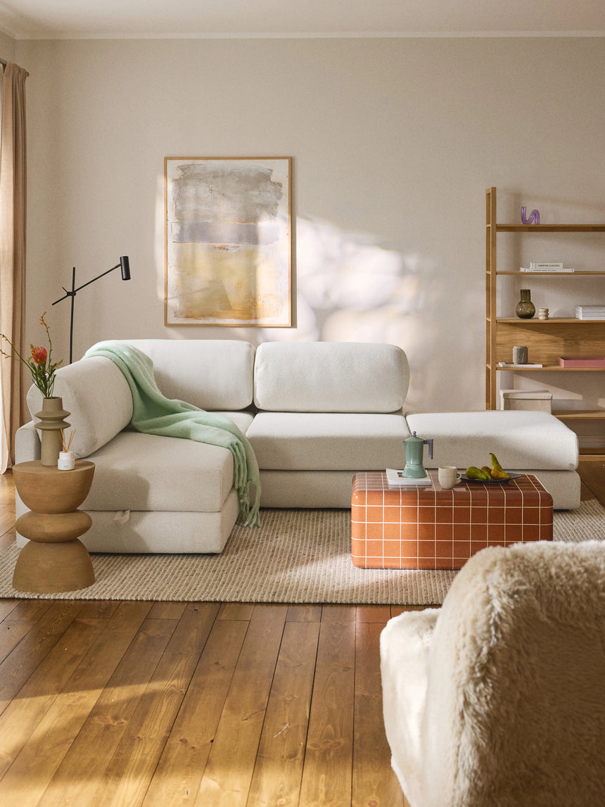 Voys Bazalı Köşe Koltuk Kırık Beyaz Şönil