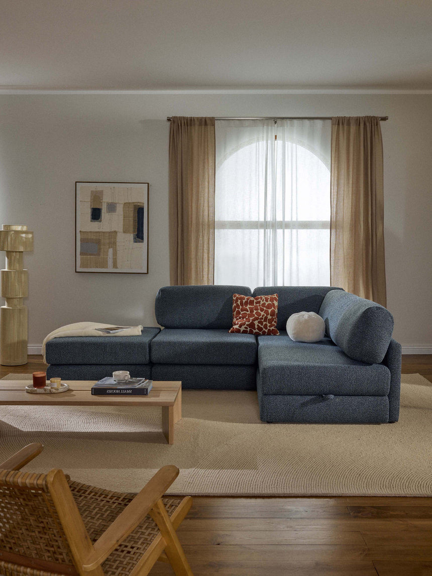 Voys Bazalı Köşe Koltuk Mavi Şönil