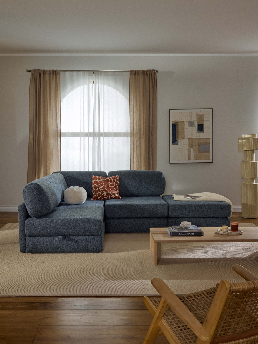 Voys Bazalı Köşe Koltuk Mavi Şönil