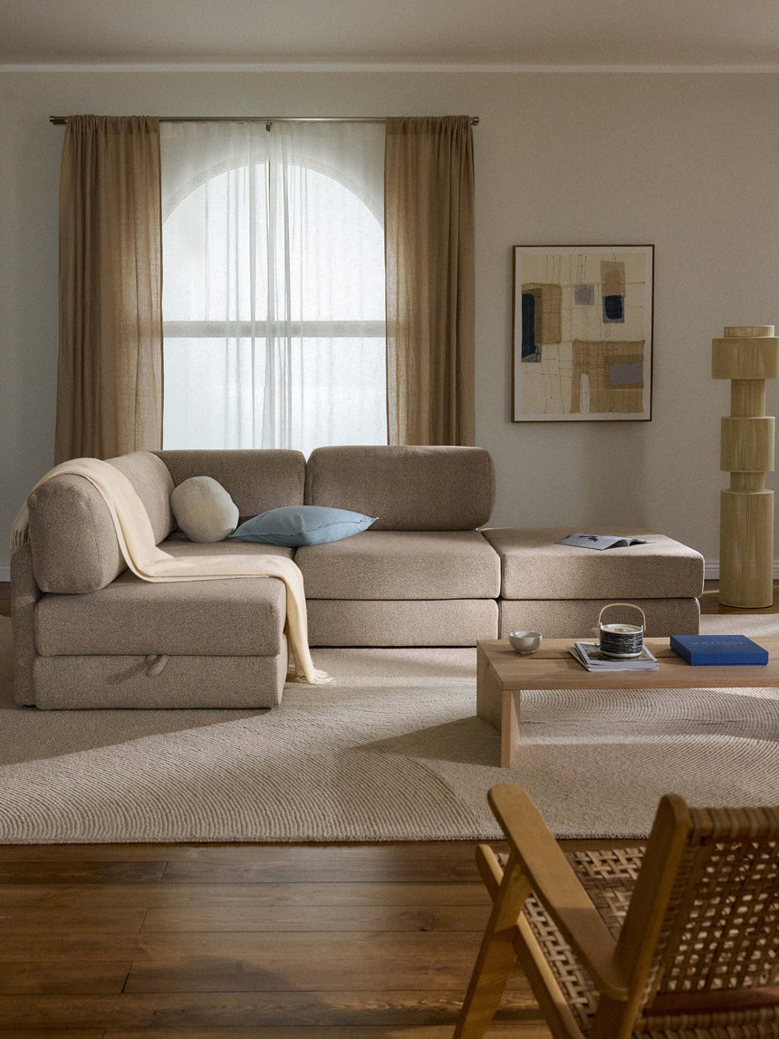 Voys Bazalı Köşe Koltuk Sütlü Kahve Şönil