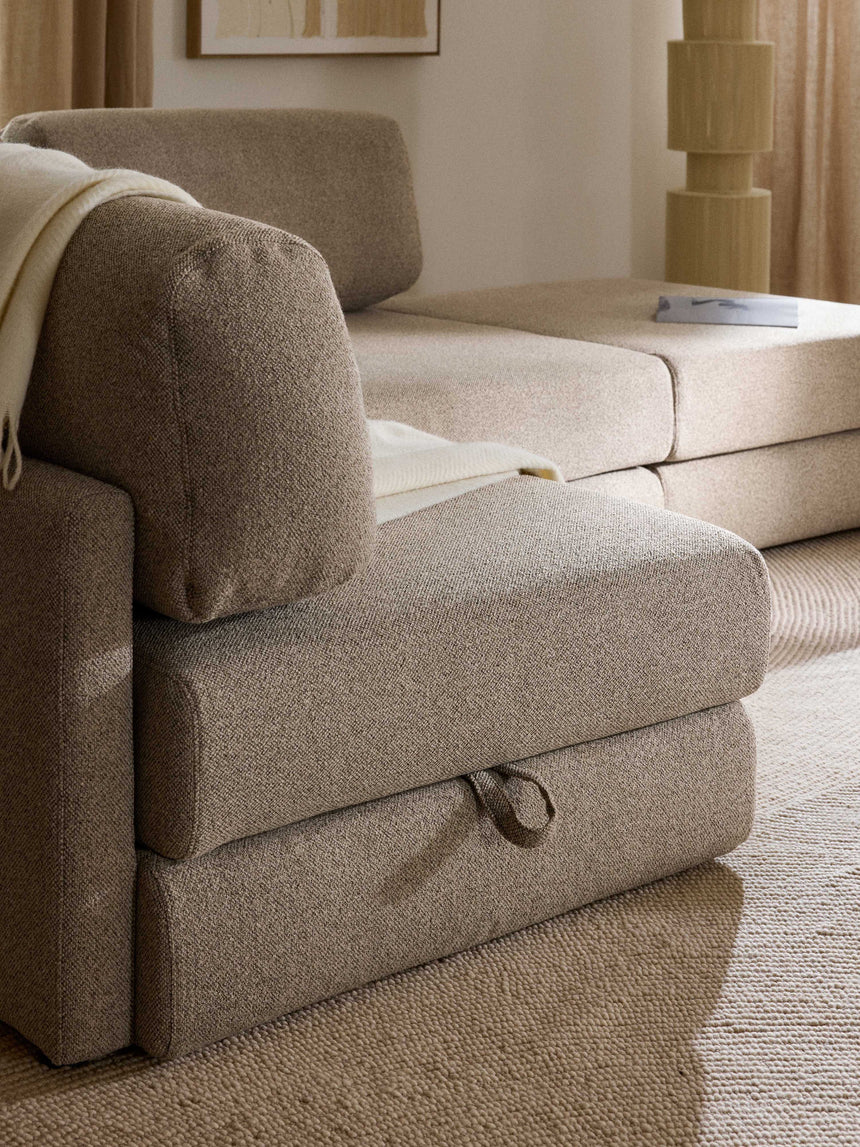 Voys Bazalı Köşe Koltuk Sütlü Kahve Şönil