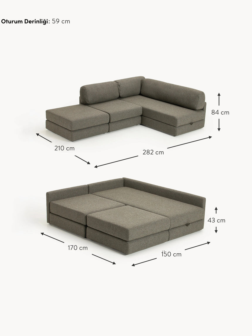 Voys Bazalı Köşe Koltuk Yeşil Şönil