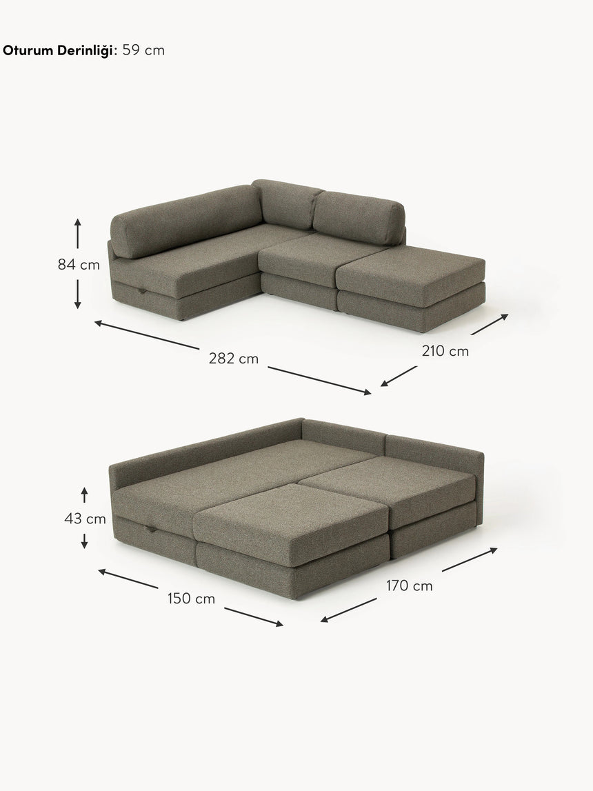 Voys Bazalı Köşe Koltuk Yeşil Şönil