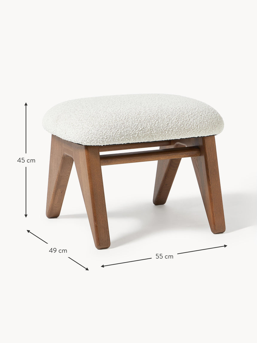 Vuhan Ahşap Puf Kırık Beyaz Bukle