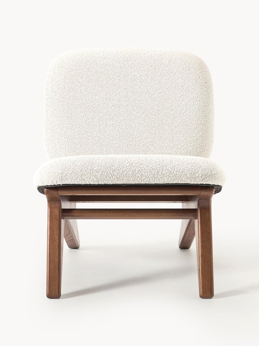 Vuhan Ahşap Tekli Koltuk Kırık Beyaz Bukle