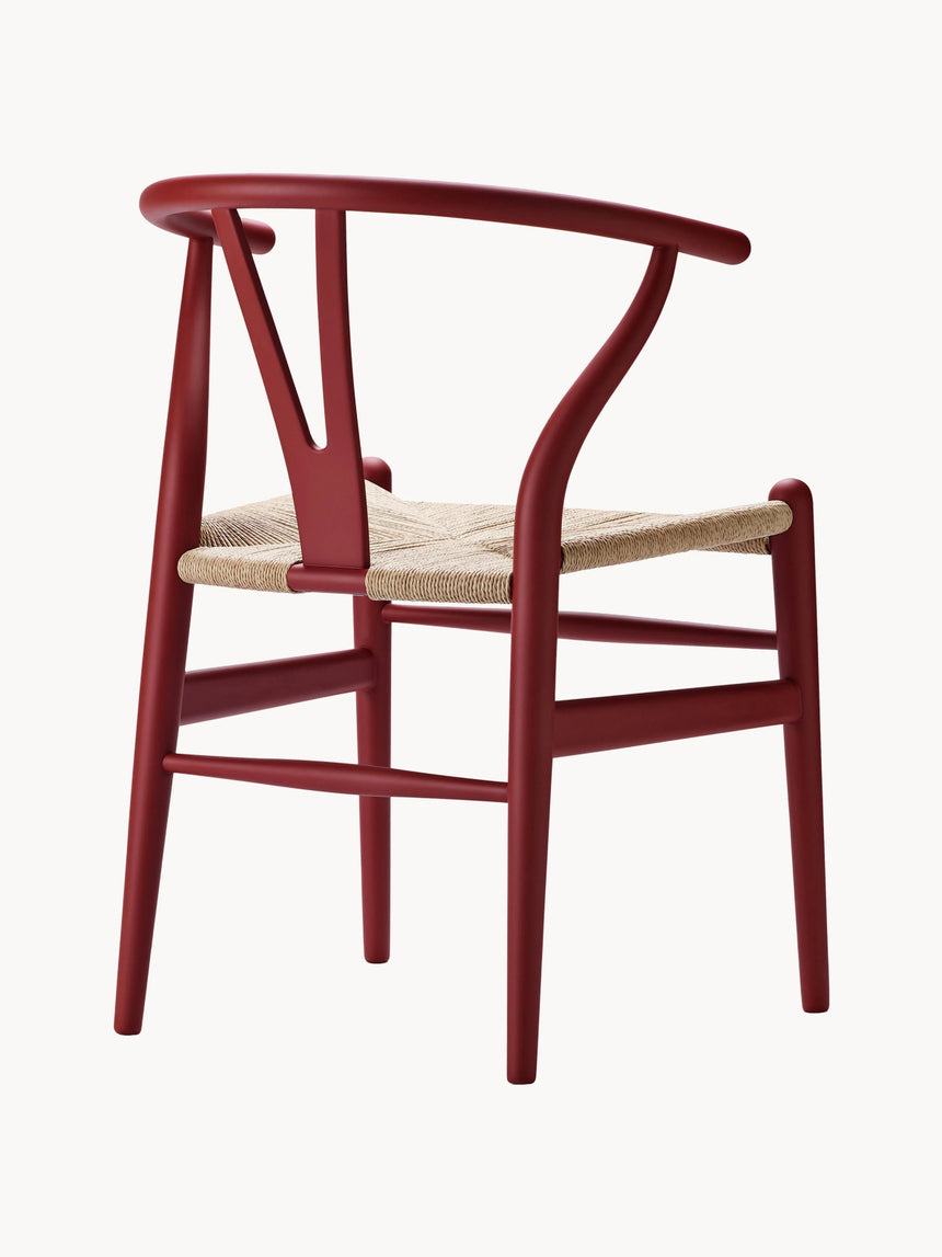 Wishbone Hasır İşlemeli Ahşap Sandalye Şarap Kırmızısı