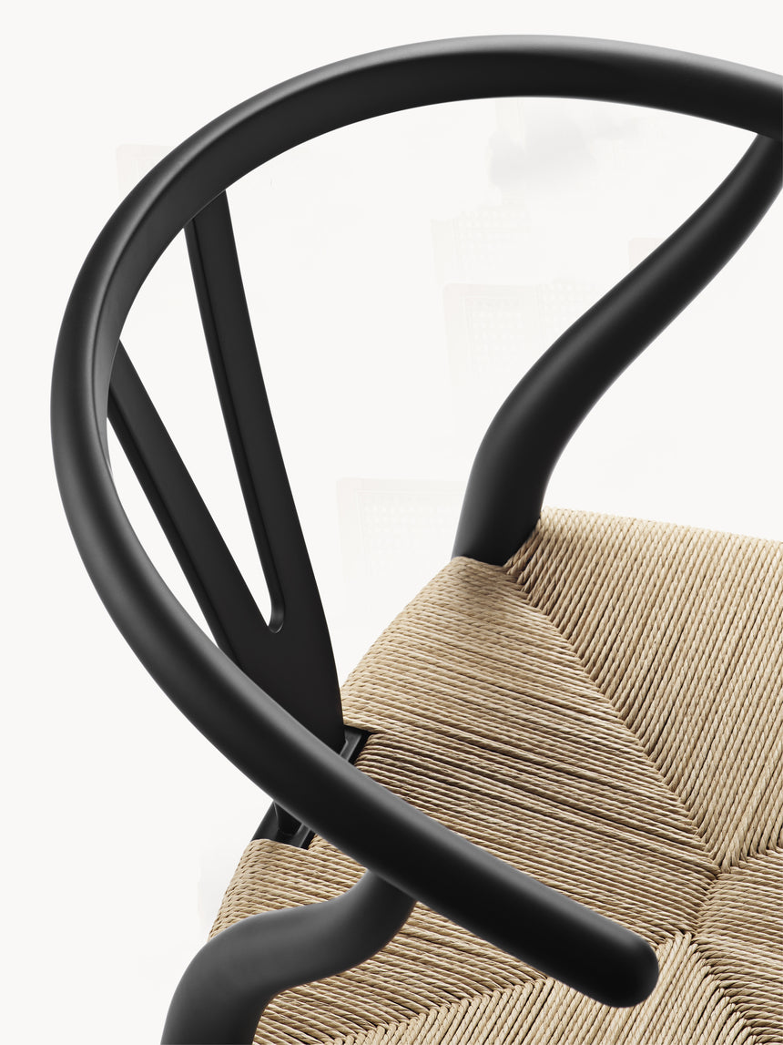 Wishbone Hasır İşlemeli Ahşap Sandalye Siyah