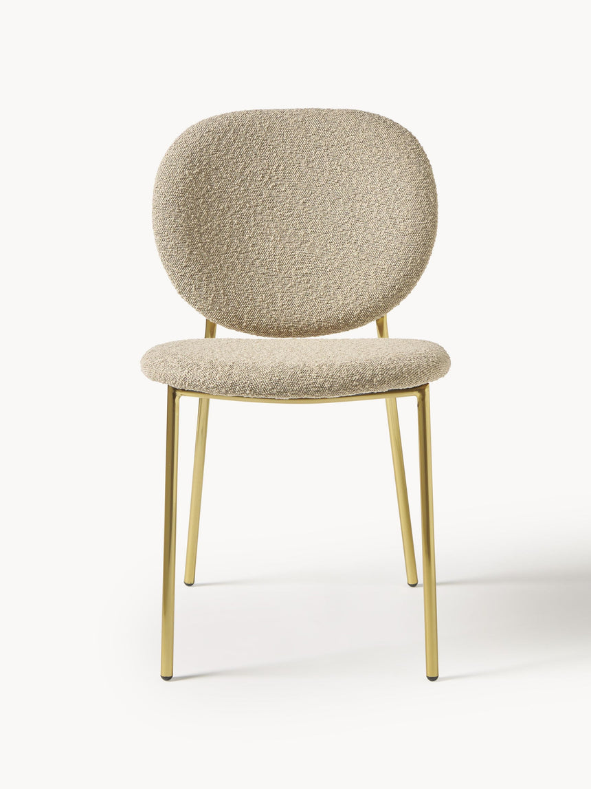 Zarif Metal Sandalye Altın Ayak Bej Bukle