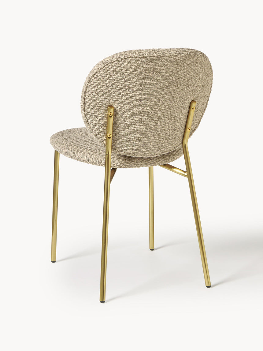 Zarif Metal Sandalye Altın Ayak Bej Bukle