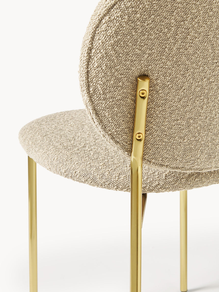 Zarif Metal Sandalye Altın Ayak Bej Bukle