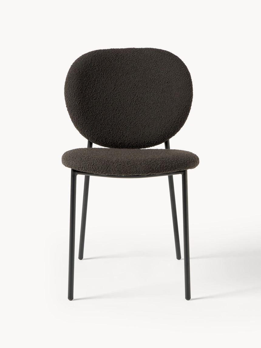 Zarif Metal Sandalye Siyah Ayak Kahve Bukle