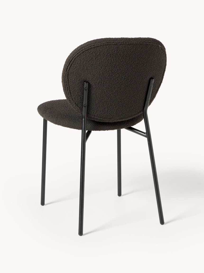 Zarif Metal Sandalye Siyah Ayak Kahve Bukle