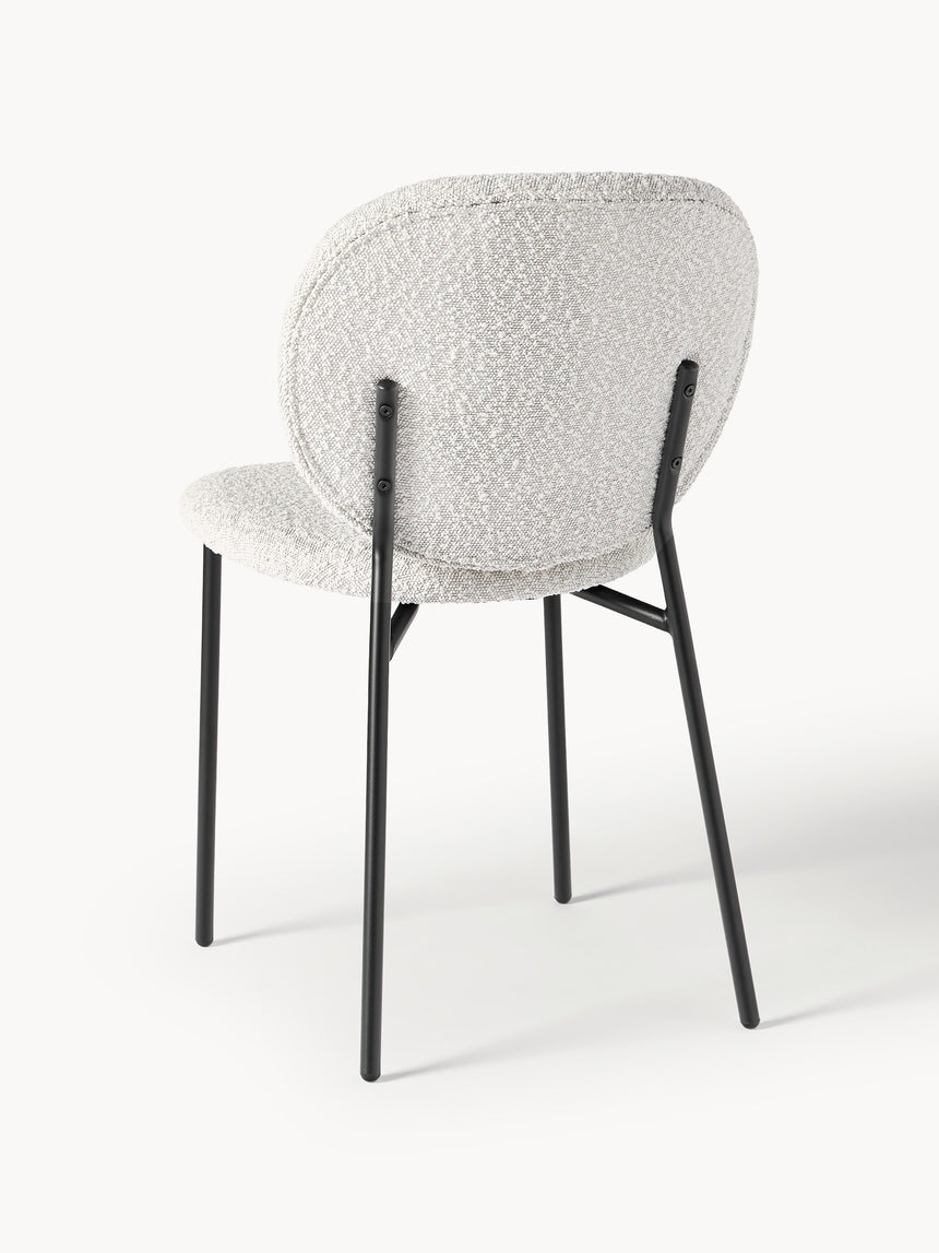 Zarif Metal Sandalye Siyah Ayak Kırık Beyaz Bukle