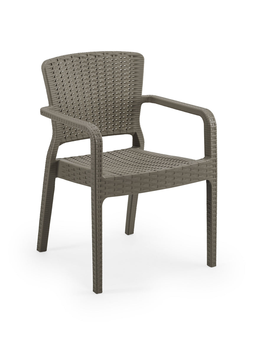 Antares Kollu Rattan Görünümlü Polipropilen Sandalye Vizon