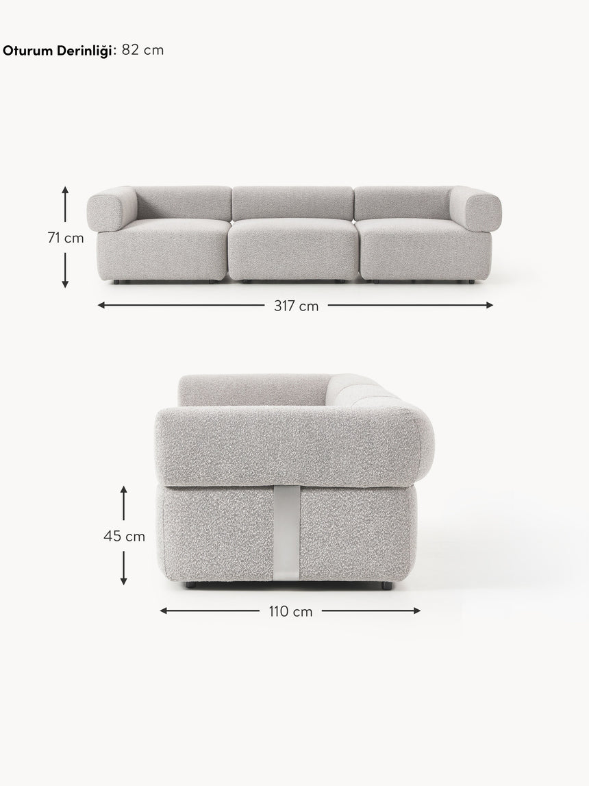 Apple Dörtlü Koltuk Gri Bukle