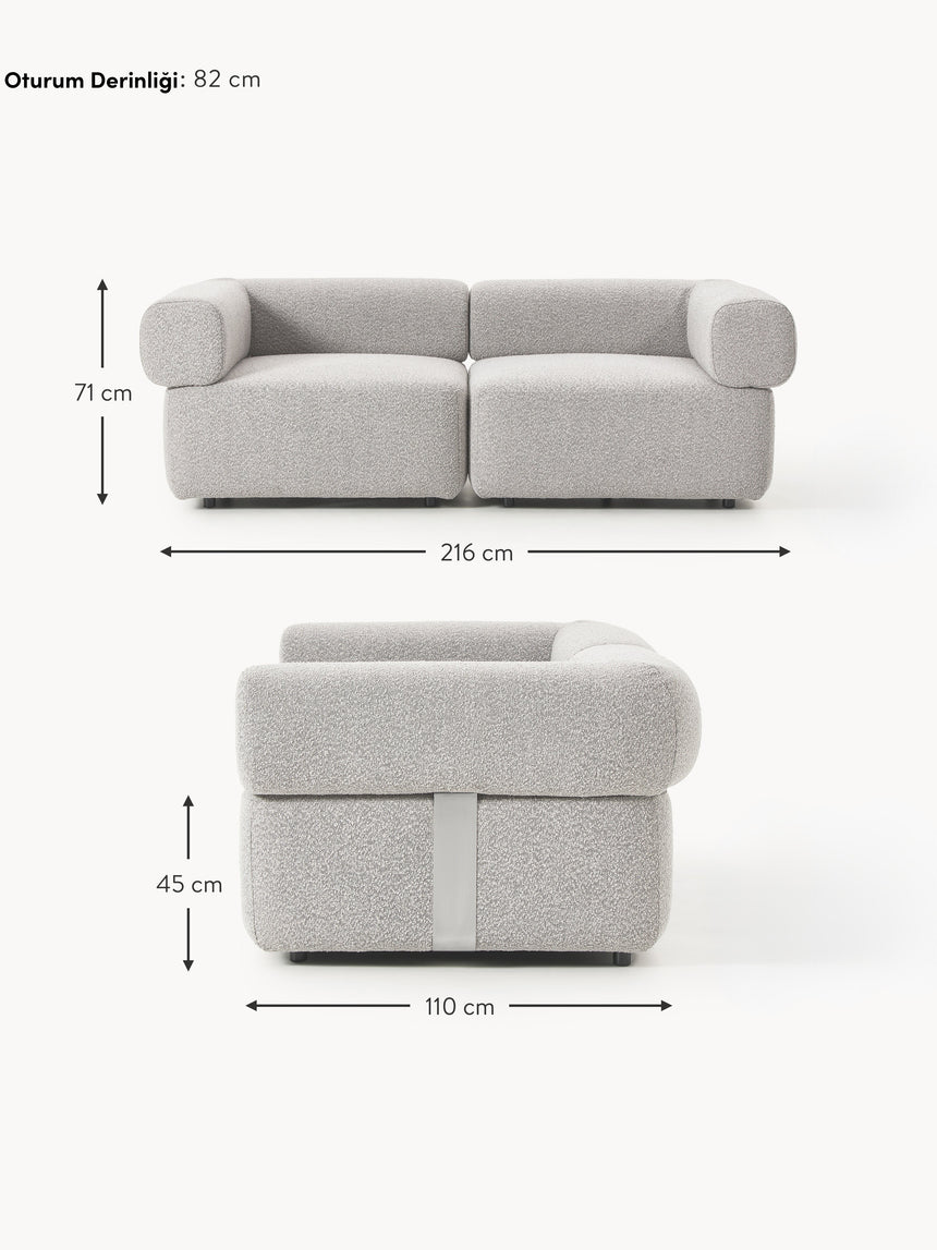 Apple Üçlü Koltuk Gri Bukle