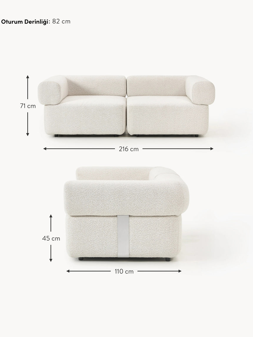 Apple Üçlü Koltuk Kırık Beyaz Bukle