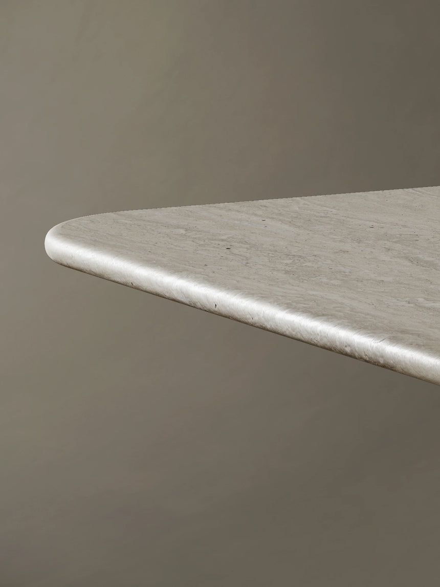 Astra Konik Ayaklı Dikdörtgen Traverten Mermer Yemek Masası