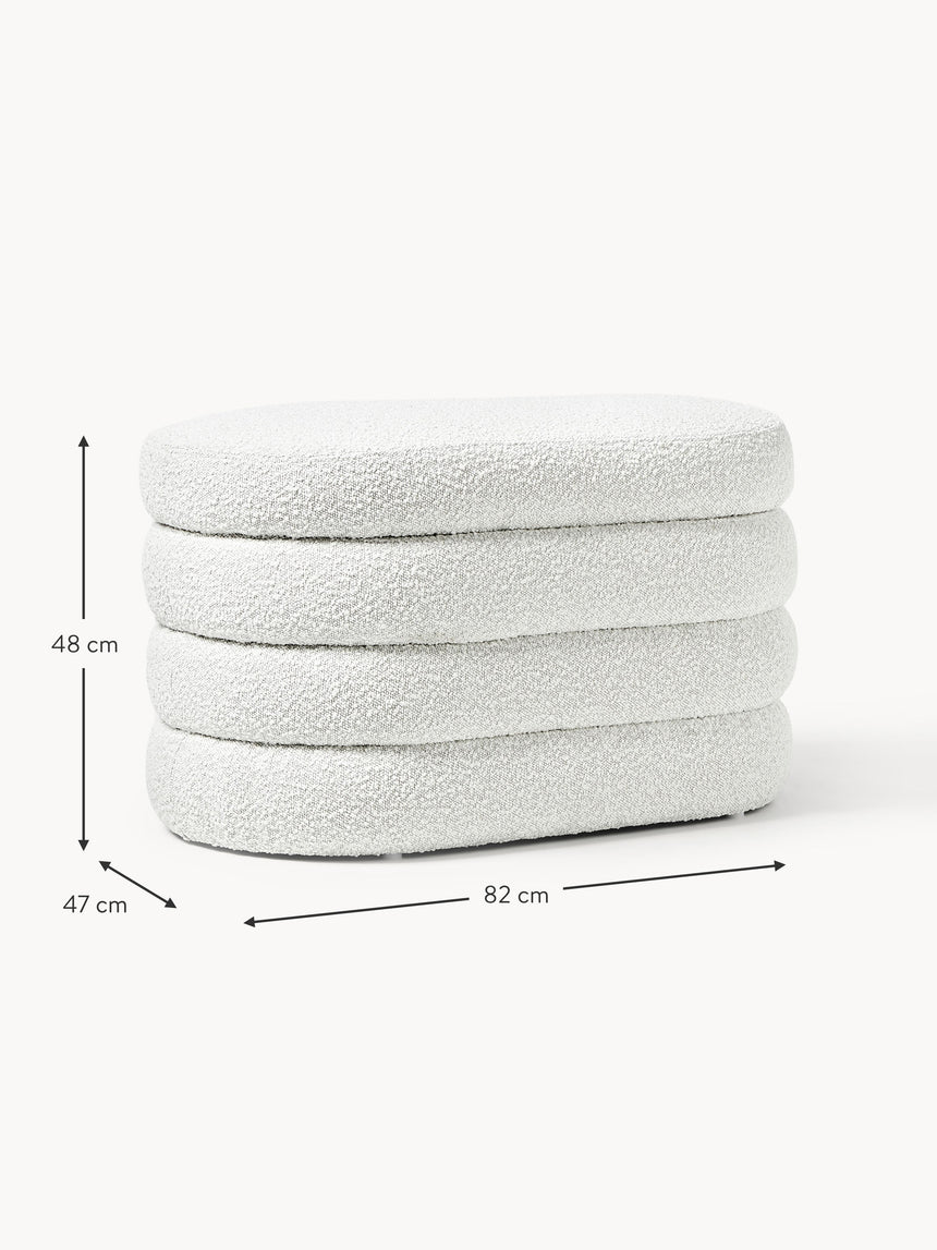 Beko Elips Sandık Puf Kırık Beyaz Bukle