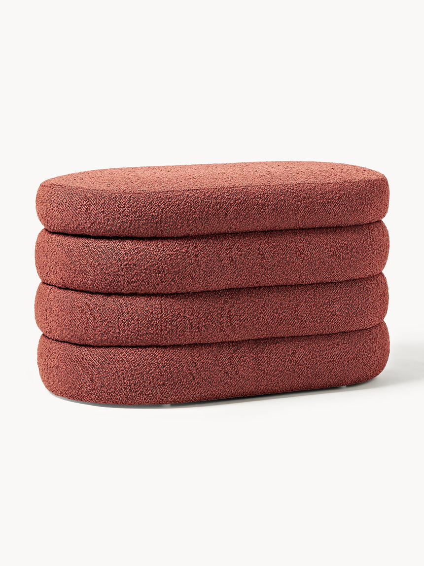 Beko Elips Sandık Puf Şarap Kırmızısı Bukle