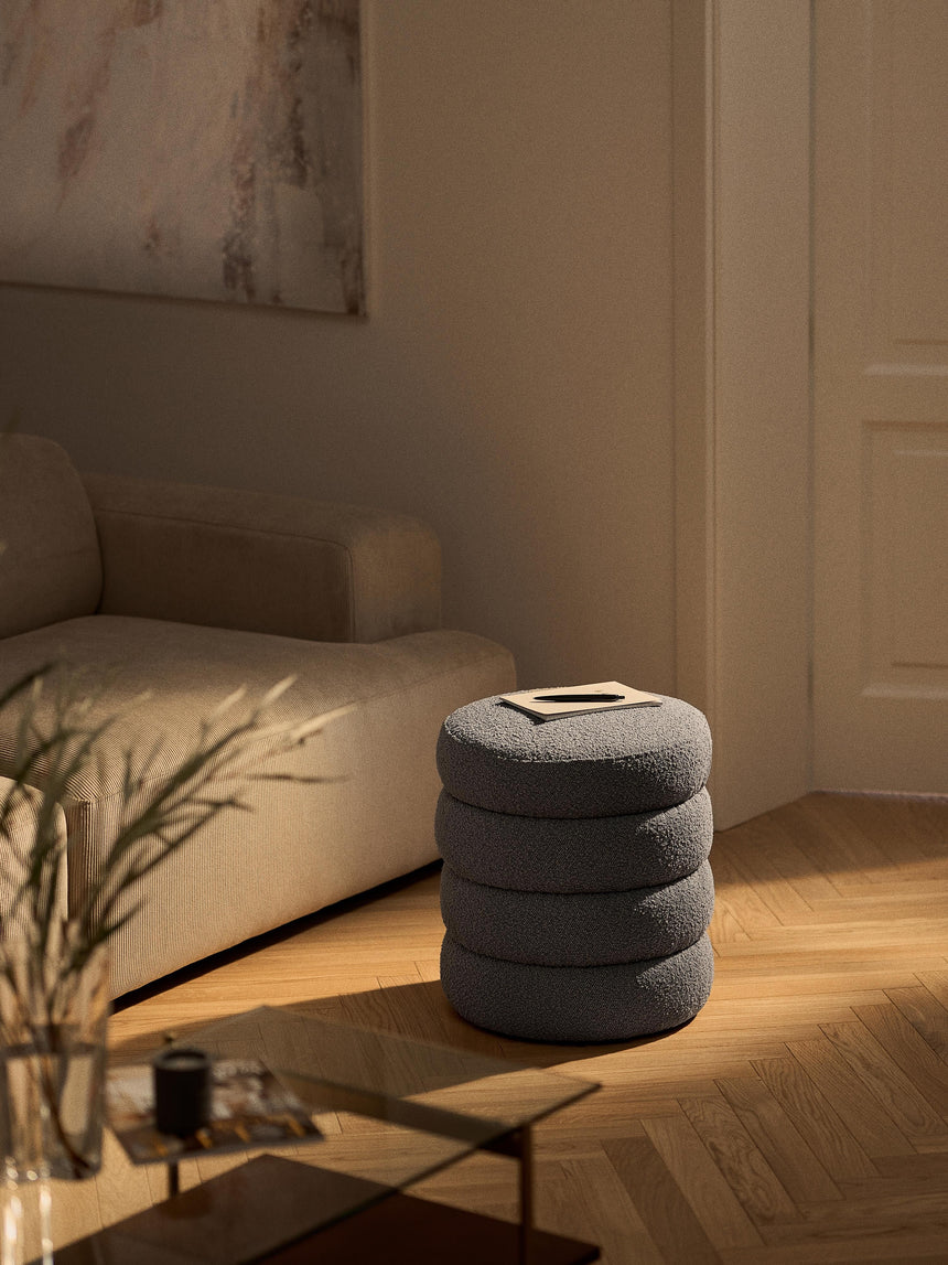 Beko Silindir Puf Gri Bukle